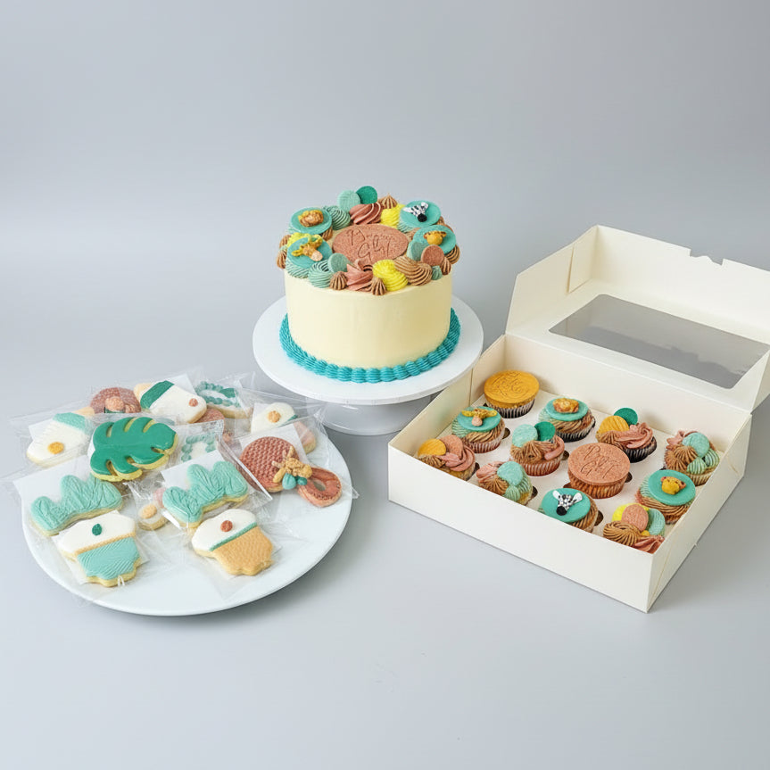 Celebrate with a Perth Cake and Cookie Co Party Pack! Centre piece cakette, cupcakes and cookies