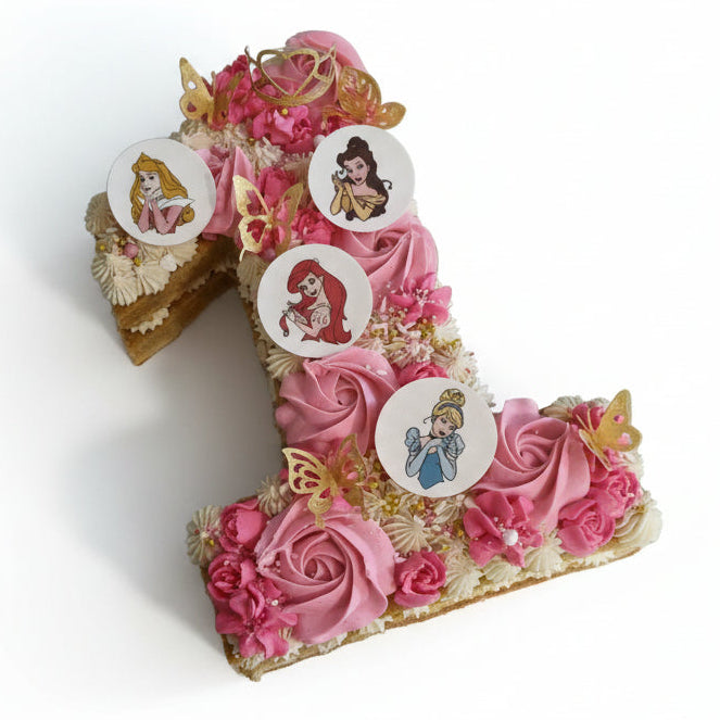 Pink and Gold Number 1 Princess Cake created by Perth Cake and Cookie Co
